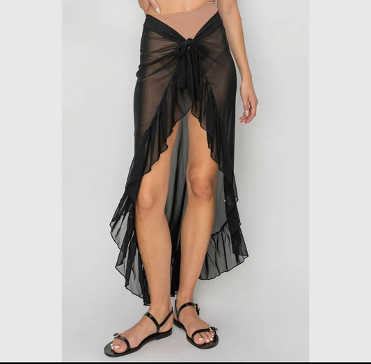 Black Sheer Cover Up Skirt