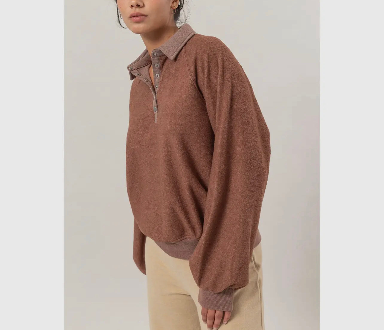 Homebody Half Buttoned Sweatshirt