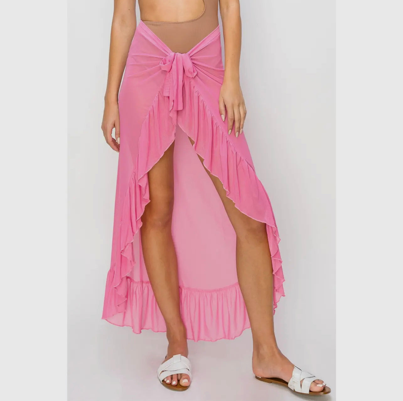 Pink Sheer Cover Up Skirt