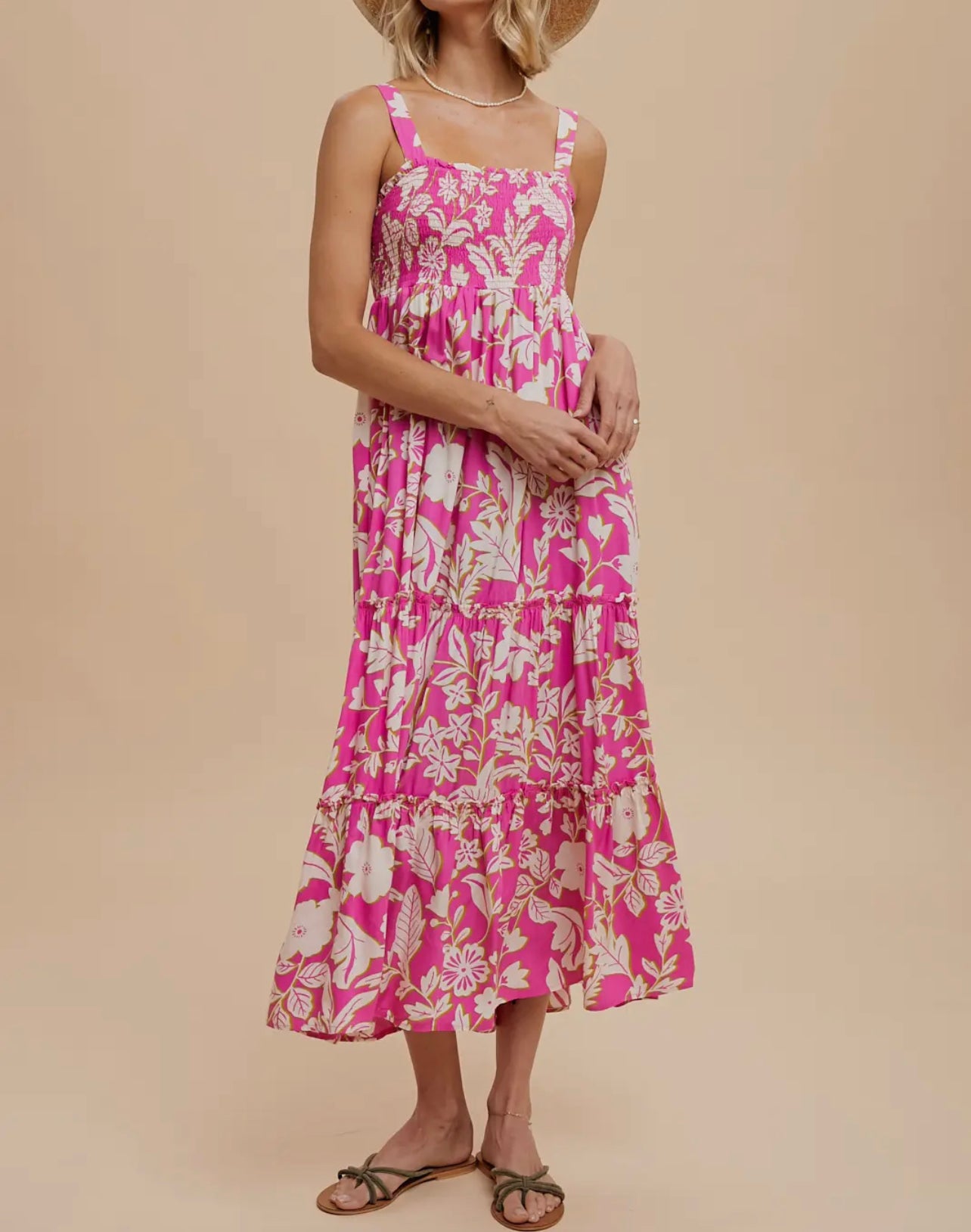 Spin me around floral smocked midi