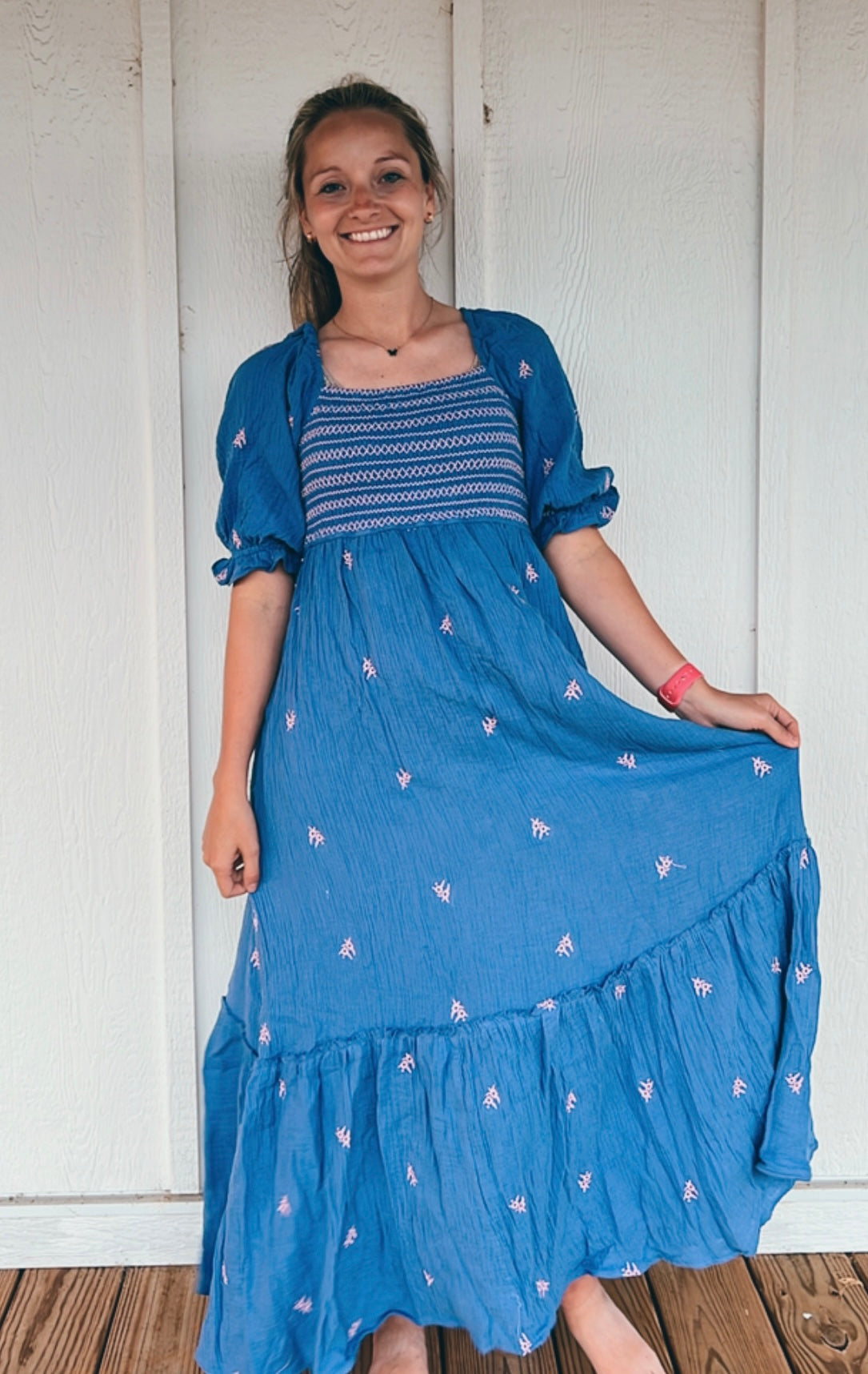 Into the Night Cotton Guaze Smocked Dress