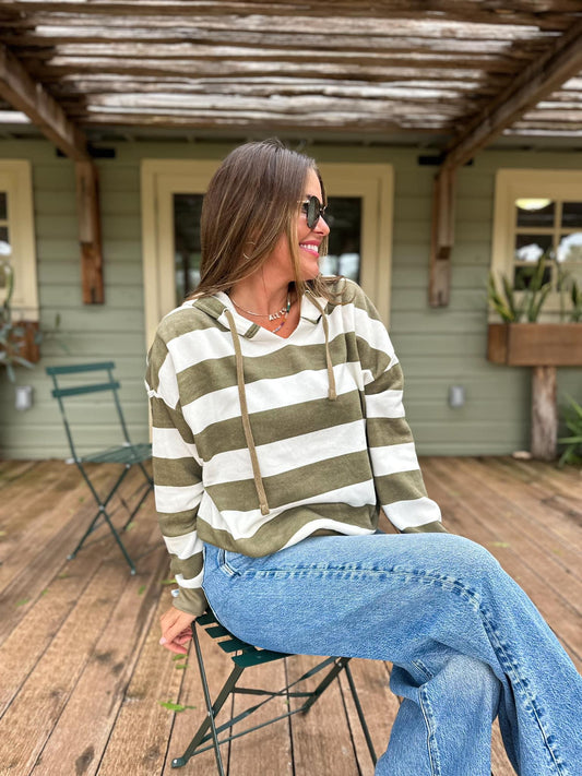 Olive Striped Pullover