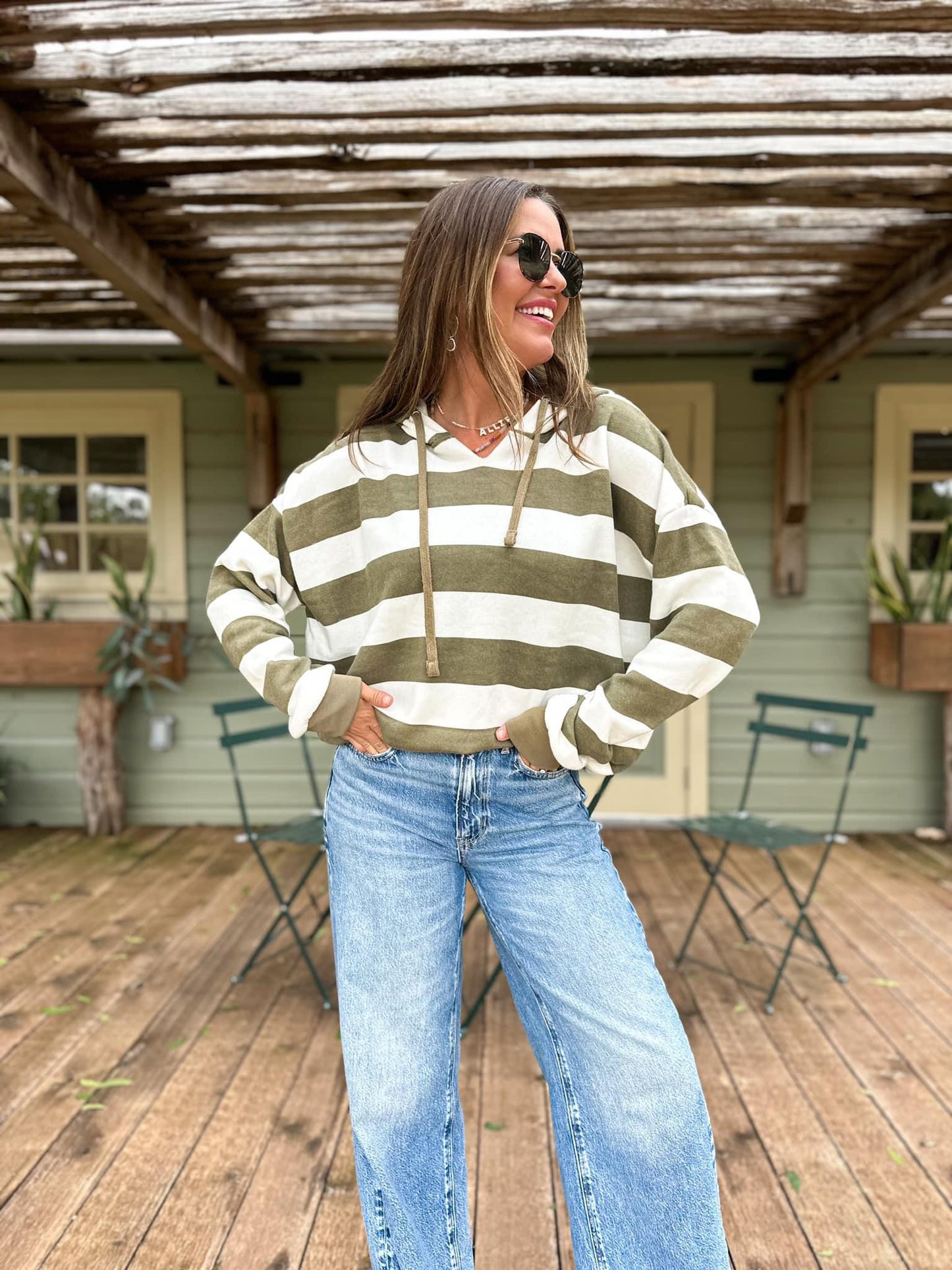 Olive Striped Pullover